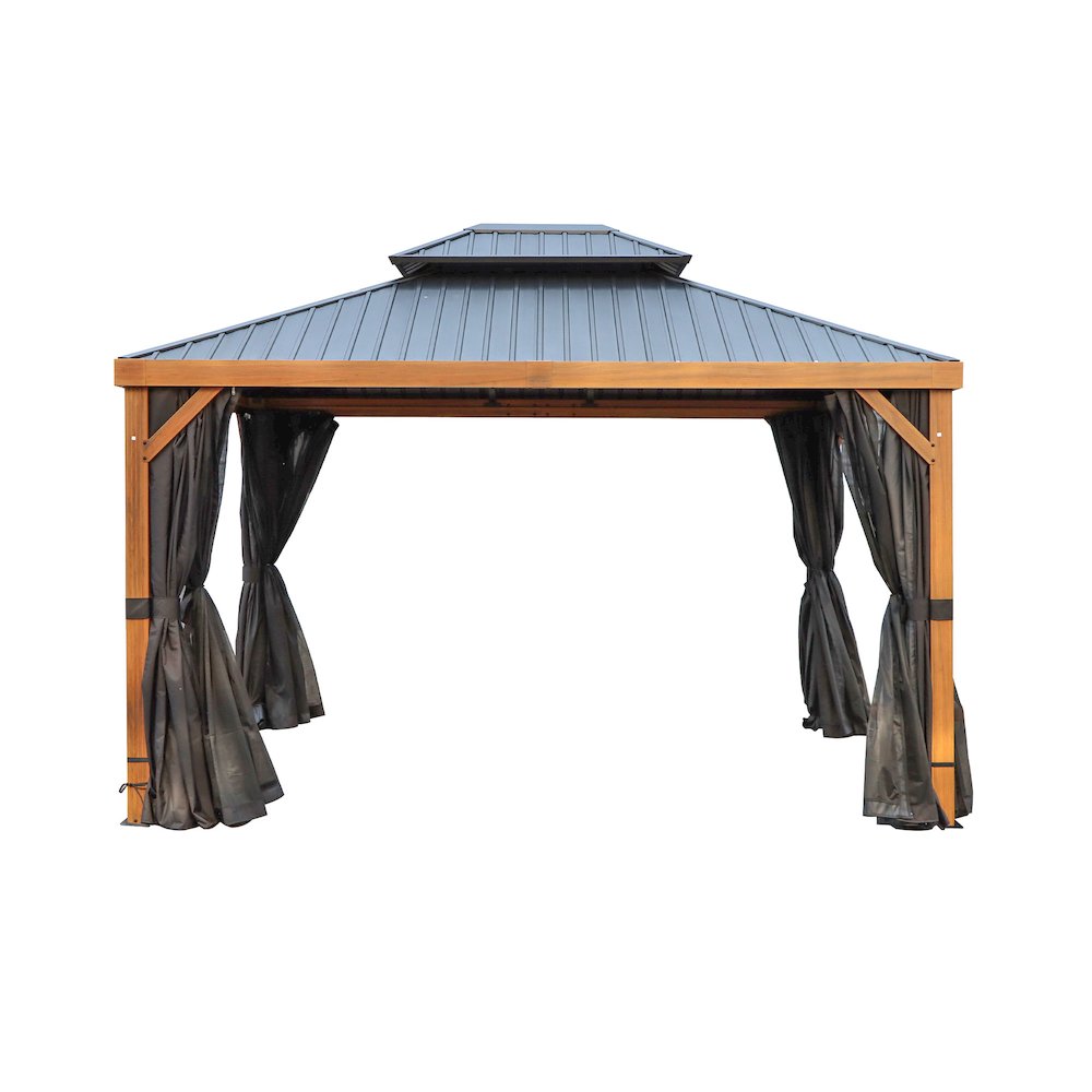 Yosemite Gazebo Aluminum frame wood finish 10 x 12. Picture 1