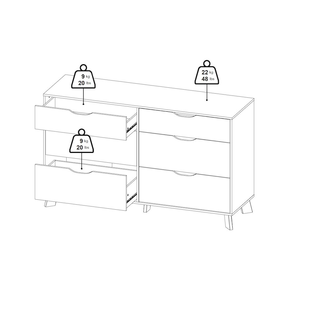 Ikast 6 Drawer Double Dresser, Jackson Hickory/White. Picture 13