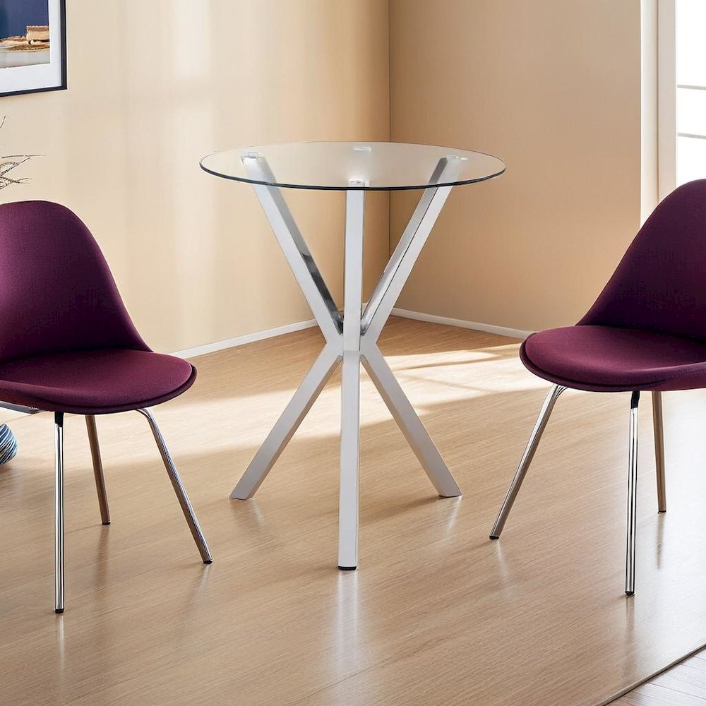 Sleek Chrome Round Bar Table with Clear Glass Top for Elegant Entertaining. Picture 5