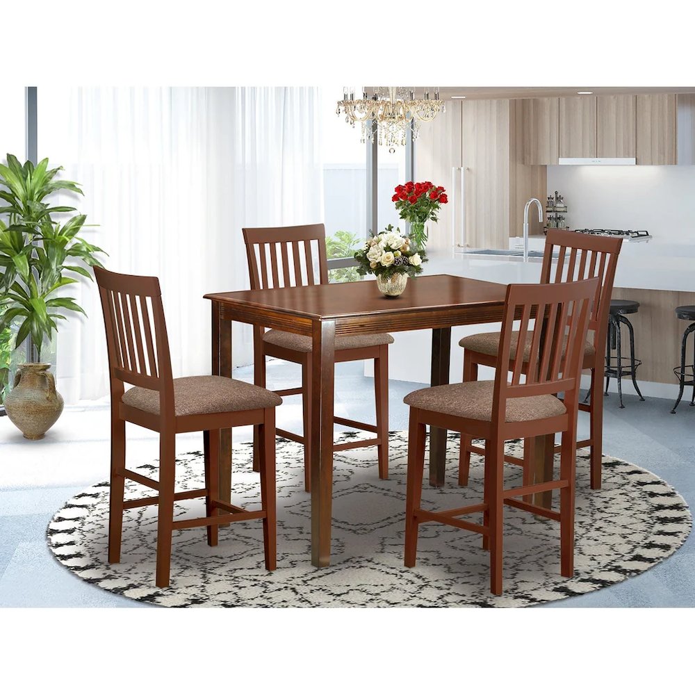 YAVN5-MAH-C 5 Pc Dining counter height set - high top Table and 4 bar stools with backs.. Picture 2