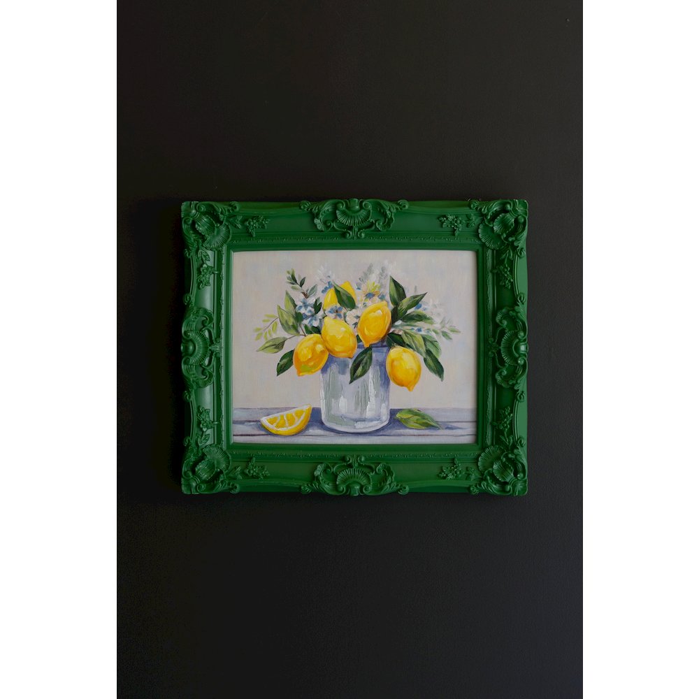 Dark Green Framed Acrylic Painting-Lemons. Picture 2