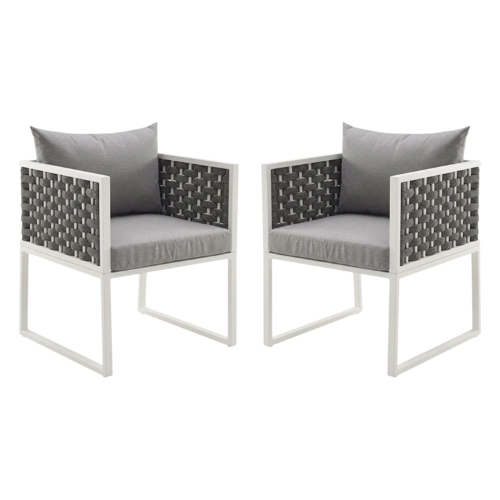 Aluminum Outdoor Dining Armchair Set Of 2 With Cushioned Seating. Picture 1