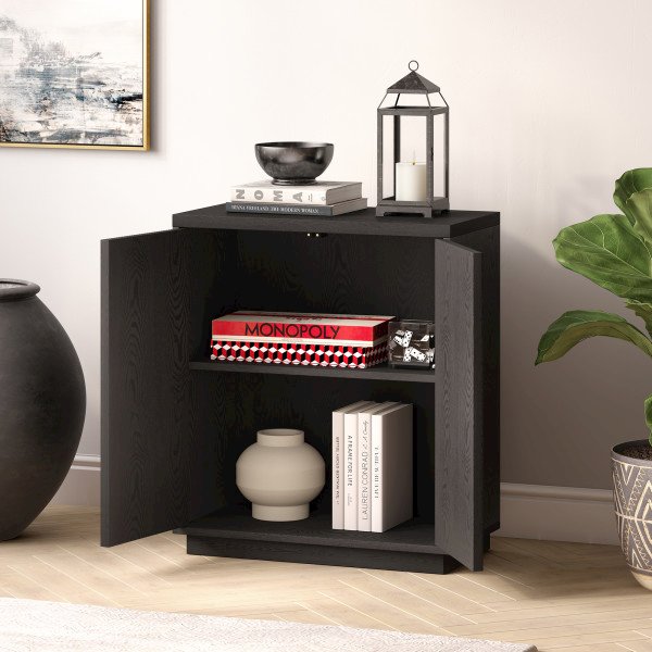 Alston 28" Wide Rectangular Accent Cabinet in Black Grain. Picture 5