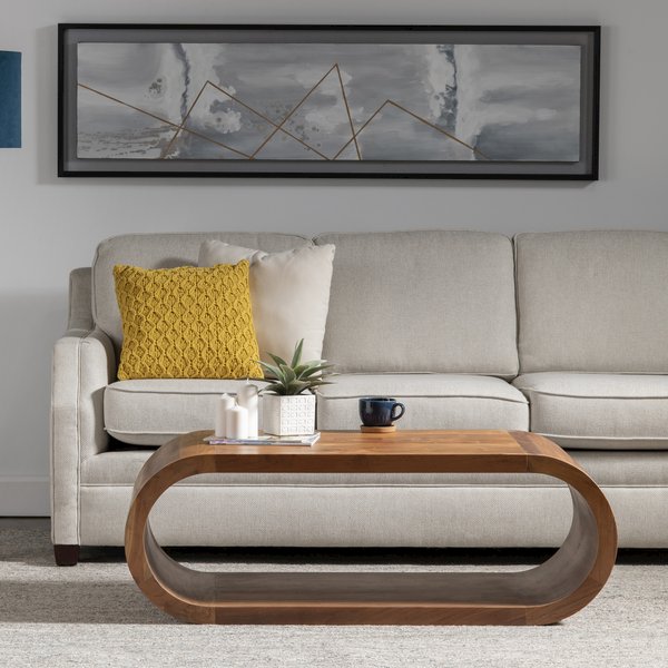 The Wood Cocktail Table Brown Wood 51x23x18" Modern Style. Picture 7
