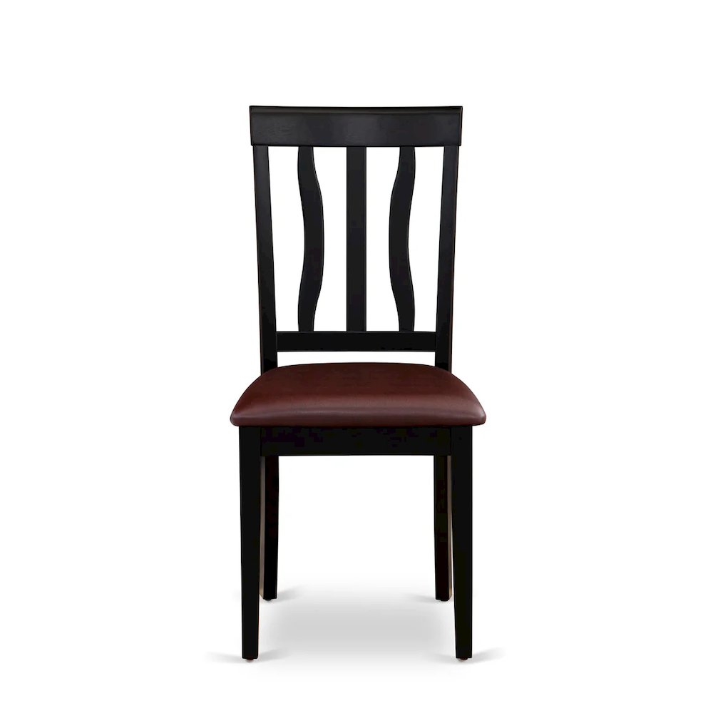 Antique Dining Room Chairs - Faux Leather Upholstered Wooden Chairs, Set of 2. Picture 2