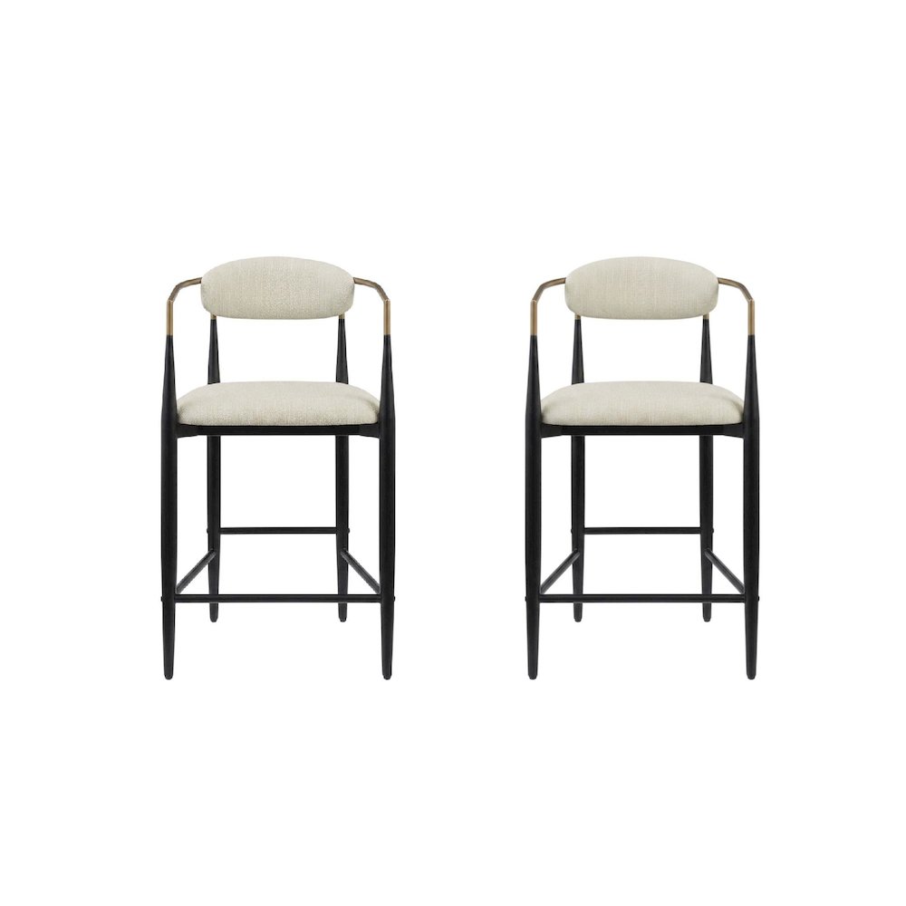 Beige Fabric Upholstered Counter Chairs Set of 2 with Contemporary Style. Picture 1