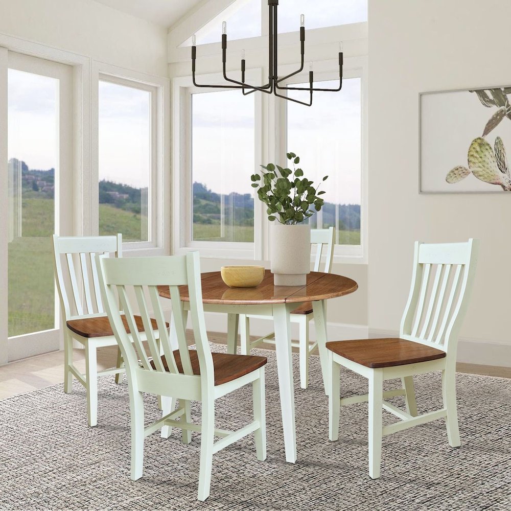 42" Round Dual Drop Leaf Dining Table with 4 Chairs. Picture 2