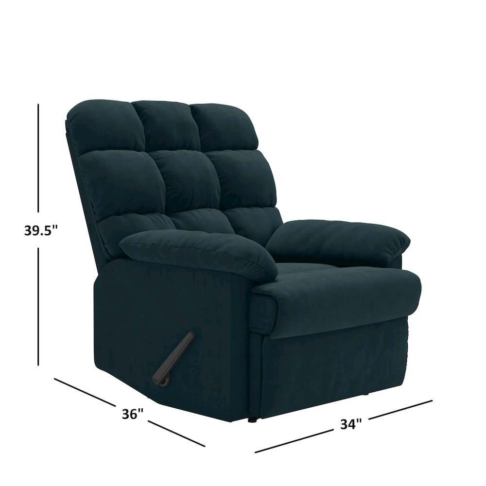 ProLounger Wall Hugger Recliner in Blue Microfiber with Square Tufted Back. Picture 8