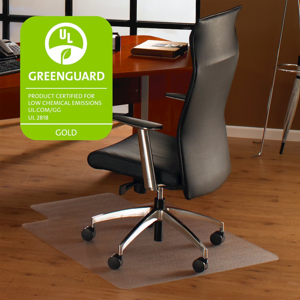 Cleartex Ultimat Chair Mat, Rectangular With Lip, Clear Polycarbonate, For Hard Floor, Size 48" x 60". Picture 2