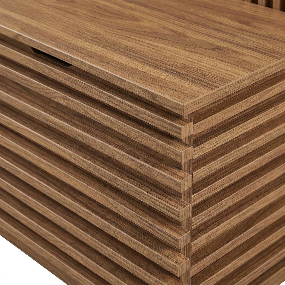 Fluted Hall Tree with Storage Bench, Coat Rack & Shoe Storage, Entryway, Walnut. Picture 6