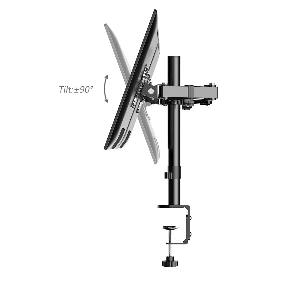 Rocelco Premium Desk Computer Monitor Mount - VESA pattern Fits 13" - 27" LED LCD Dual Flat Screen - Double Articulated Full Motion Adjustable Arm - Grommet and C Clamp - Black (R DM2). Picture 4