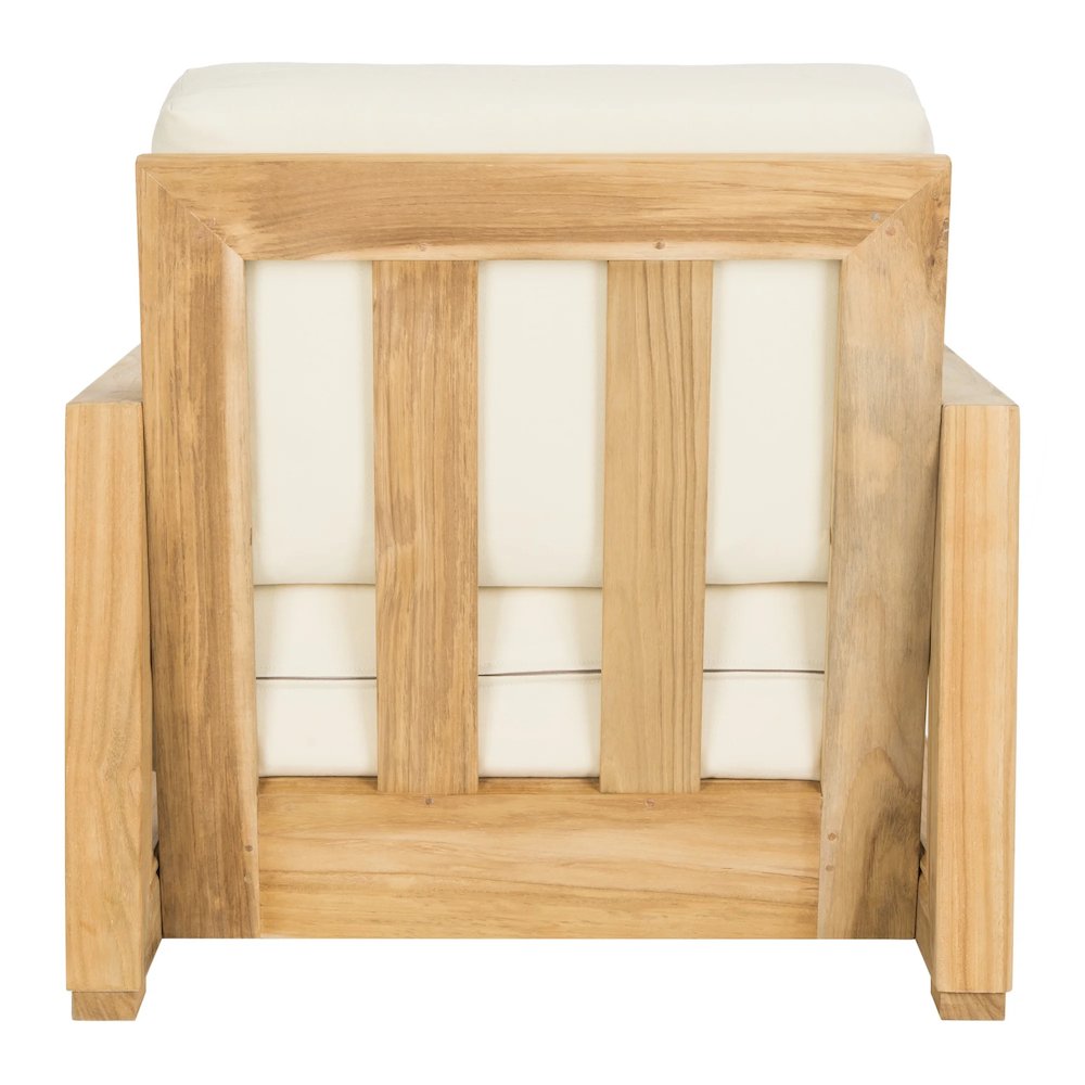 Couture Montford Modern Brazilian Teak Wood Solid Armchair, Natural Teak/Beige. Picture 8