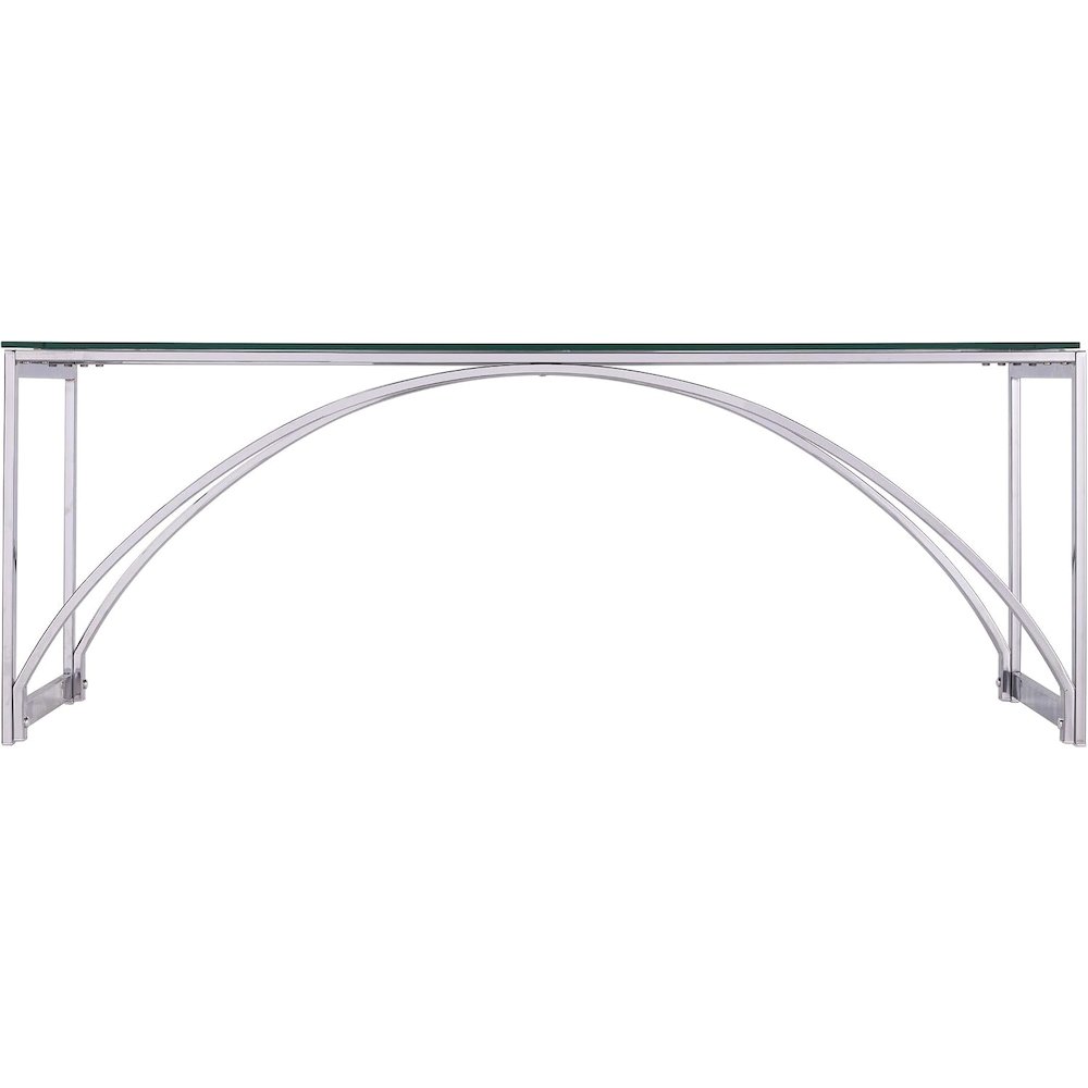 Glass Top Cocktail Table - Transitional Design, Chrome Metal and Glass. Picture 5