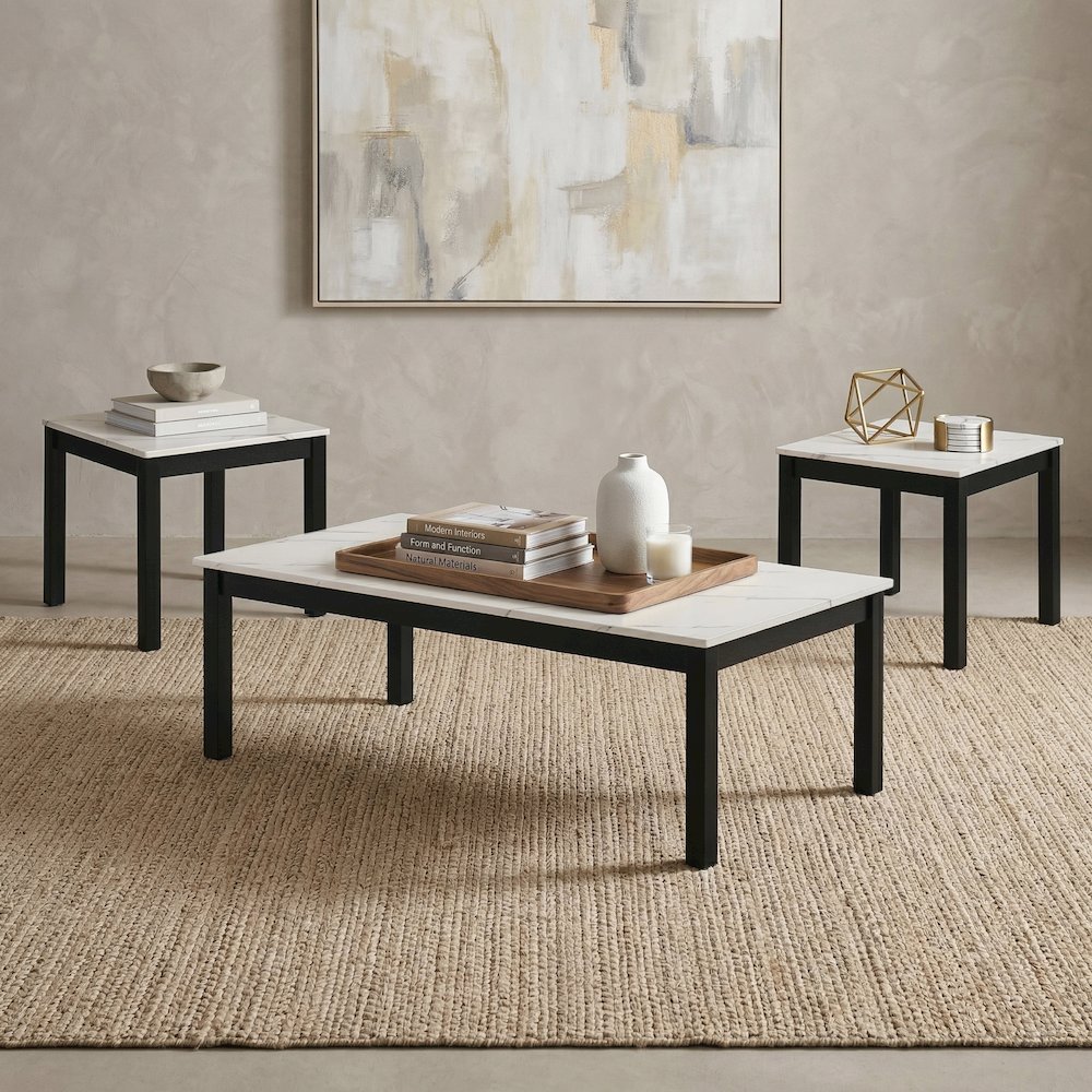 Isime Wood 3-Piece Coffee Table Set. Picture 2