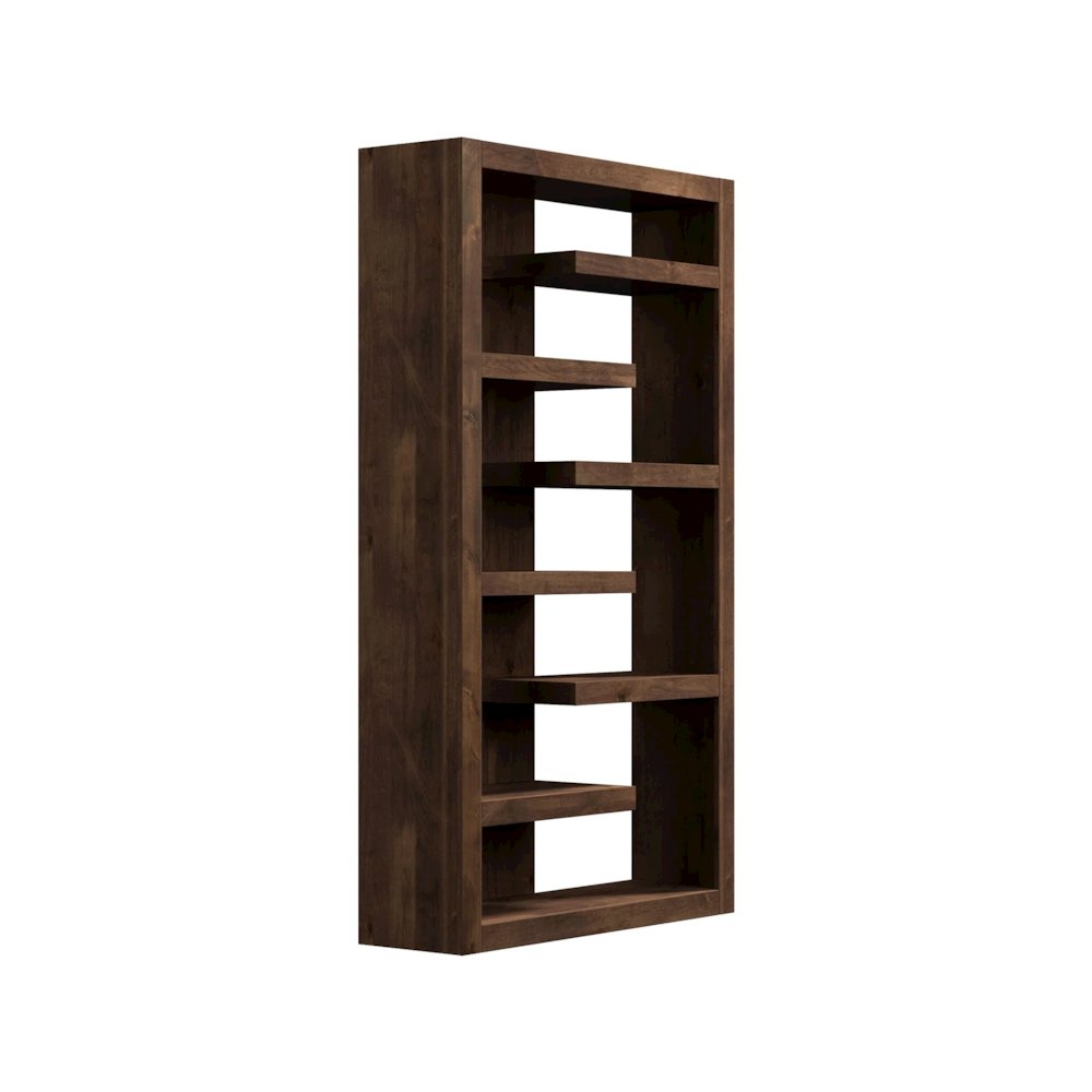 Whiskey Brown Finish Solid Wood Bookshelf. Picture 1