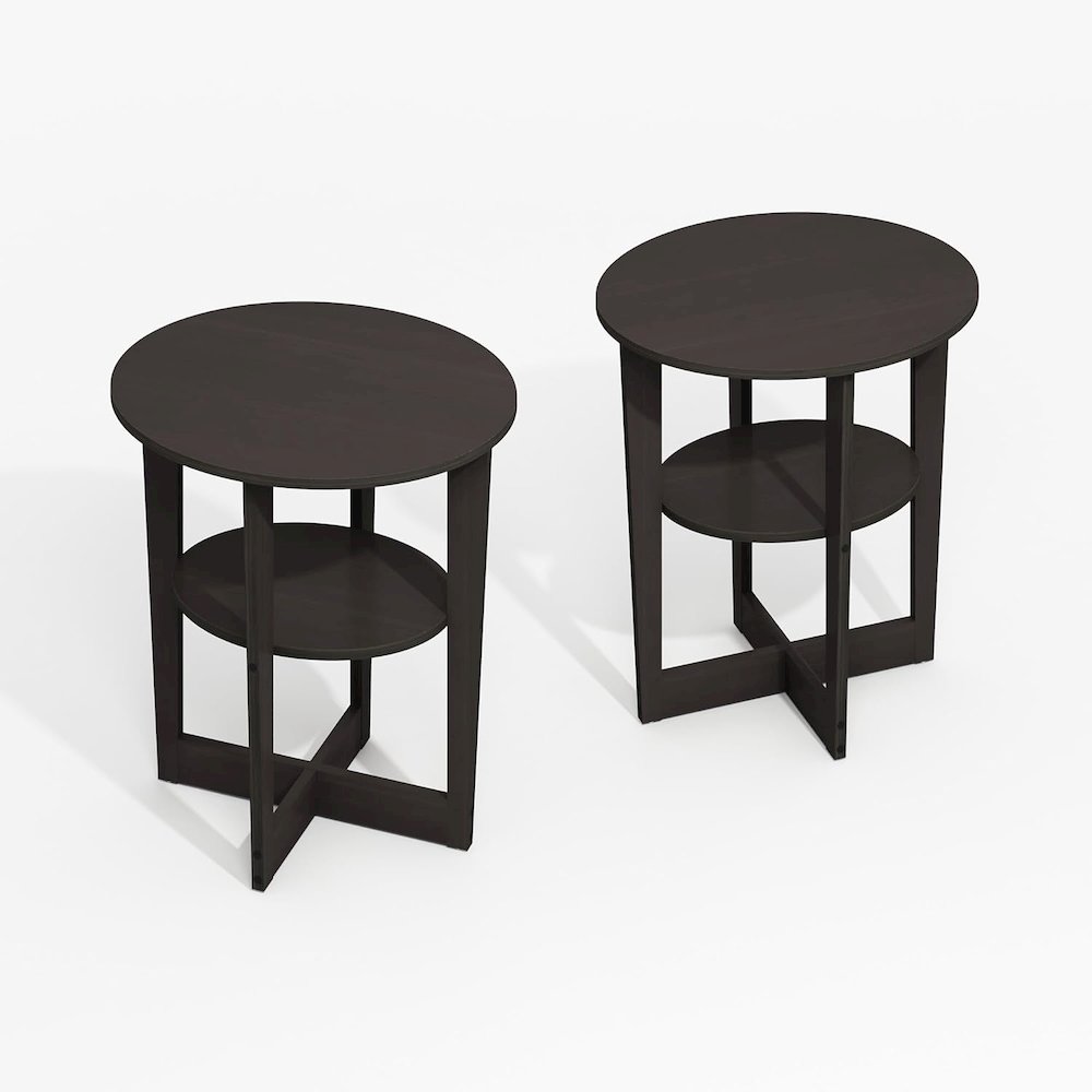 JAYA Oval End Table, Side Table, Black Walnut, Set of 2. Picture 1