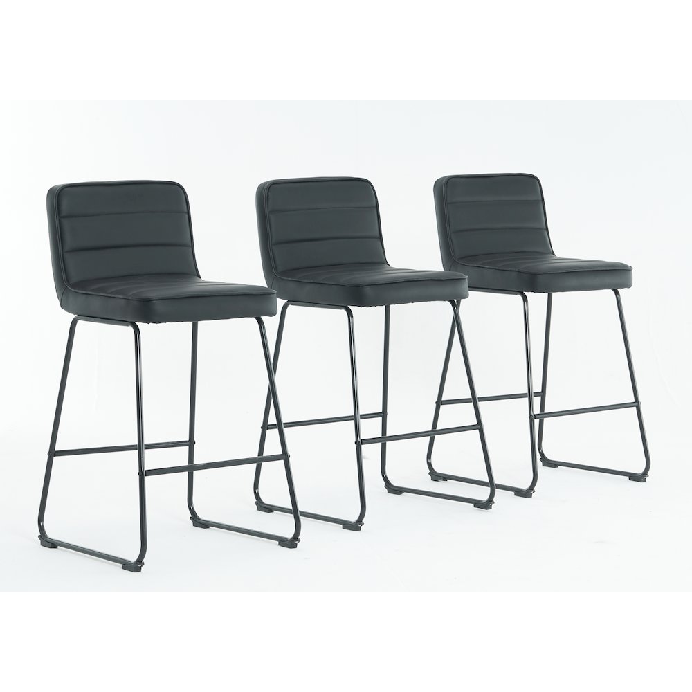 Home 2 Office Set of 3 Lakeview Upholstered Modern Black Barstools 26" Height. Picture 1