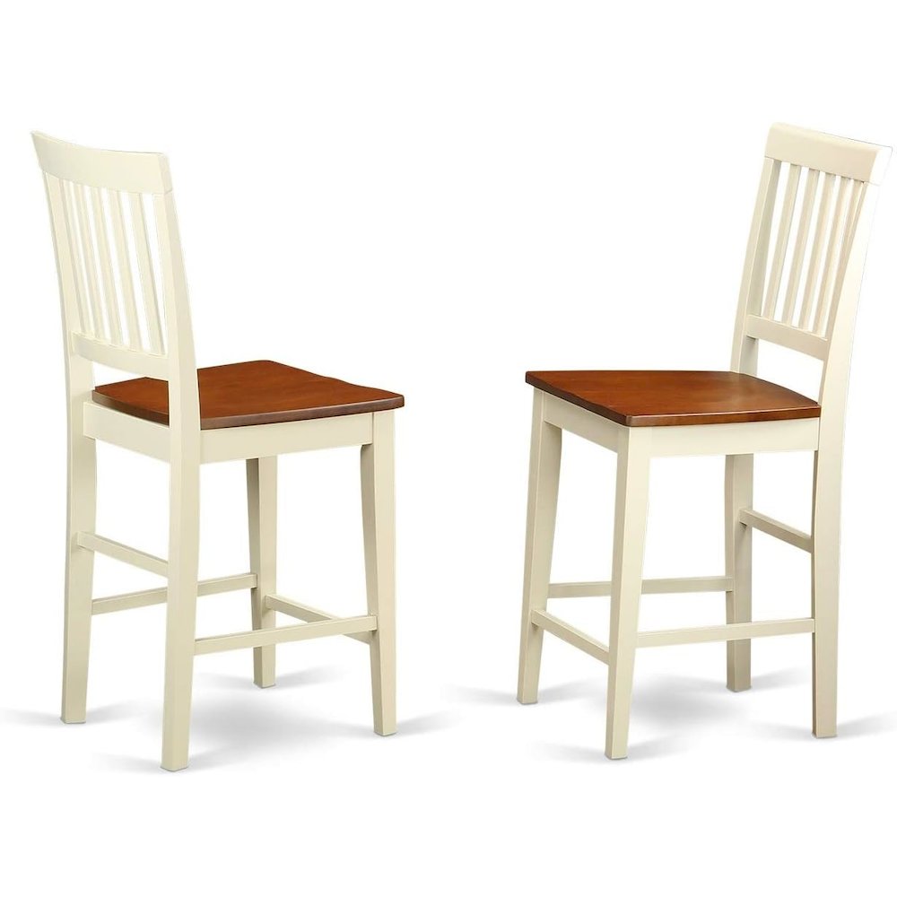 Vernon  Counter  Height  Stools    with  Wood  Seat  -  Buttermilk  &  Cherry  Finish.,  Set  of  2. Picture 1