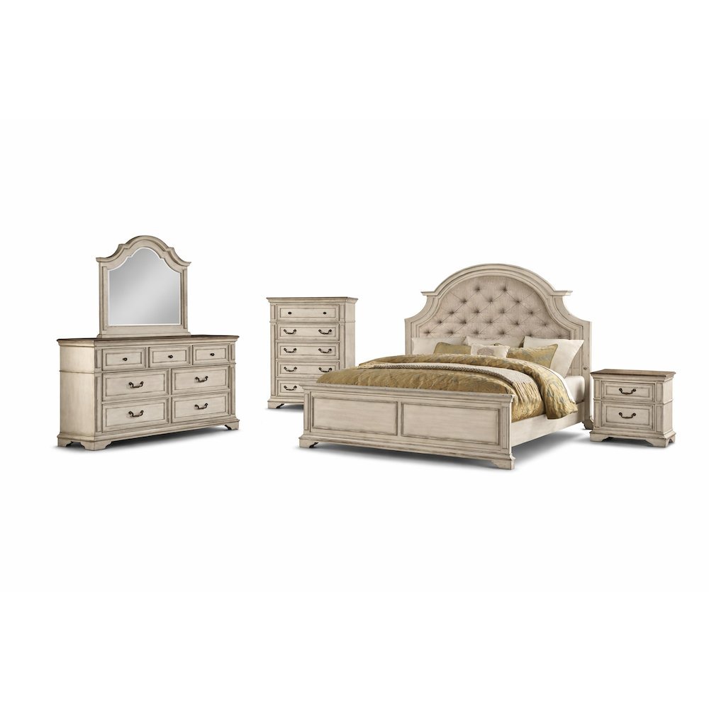 Furniture Anastasia 5-Piece Queen Wood Bedroom Set in Ant White. Picture 1