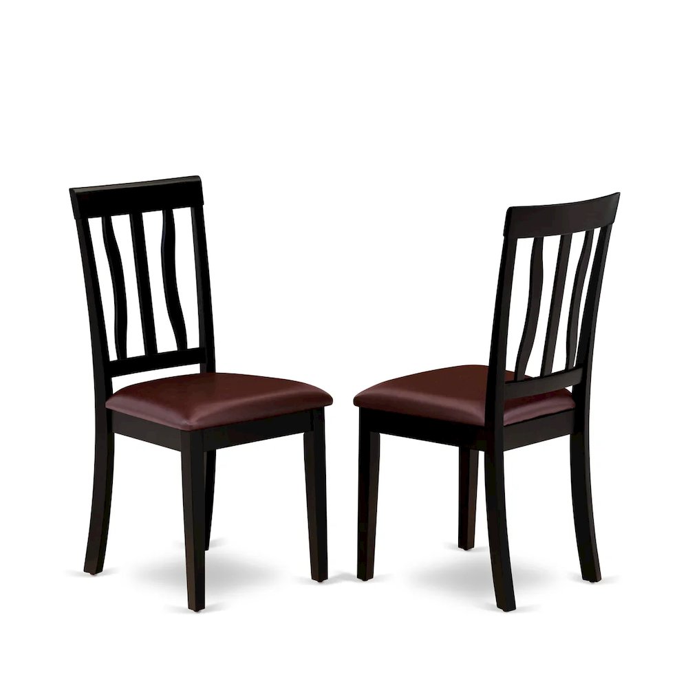 Antique Dining Room Chairs - Faux Leather Upholstered Wooden Chairs, Set of 2. Picture 1