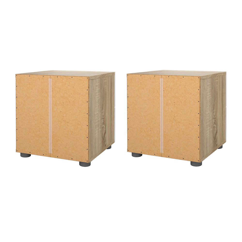 Austin 2 Drawer Nightstand - Set of 2, Oak/White High Gloss. Picture 4