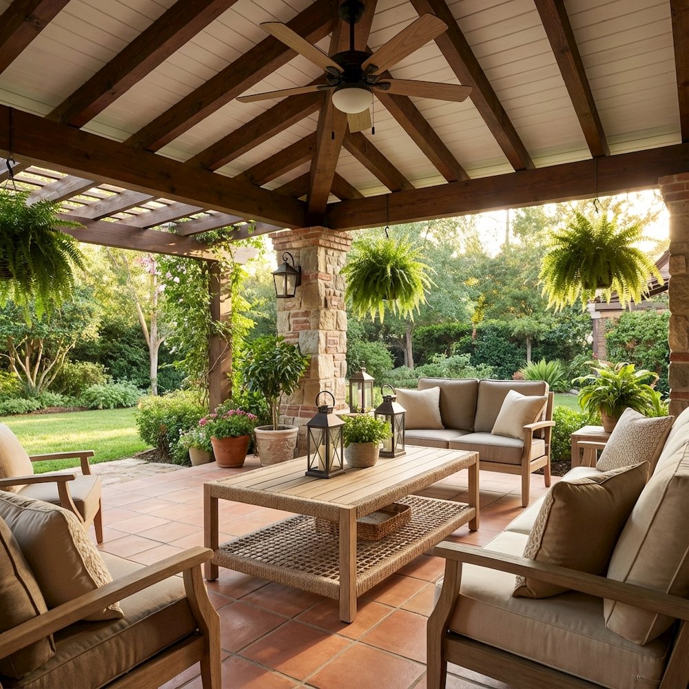 Beige Outdoor Coffee Table with Solid Teak Wood Frame, Polyolefin Rope Top Shelf. Picture 3