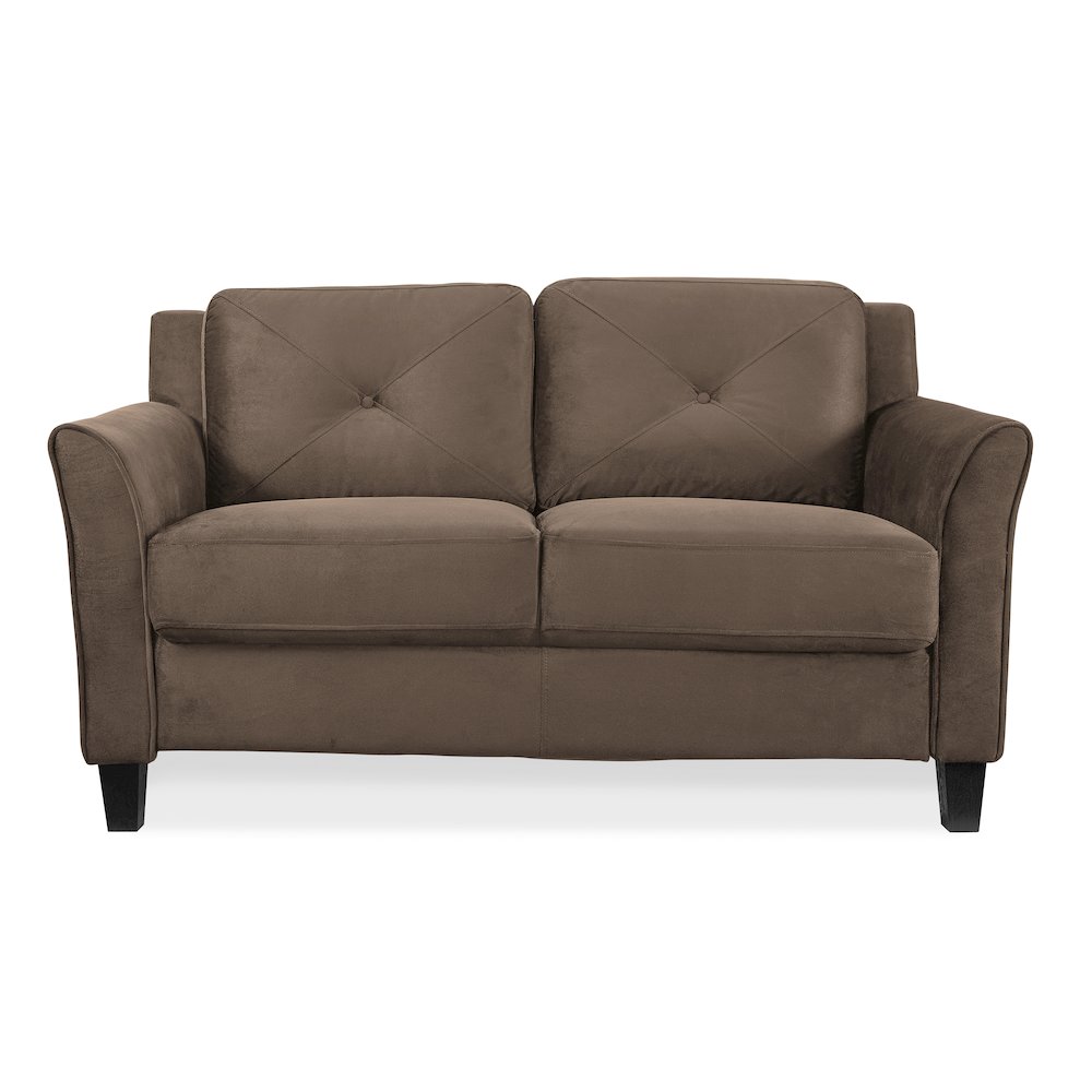 Hartford Loveseat Rolled Arms Brown. Picture 4