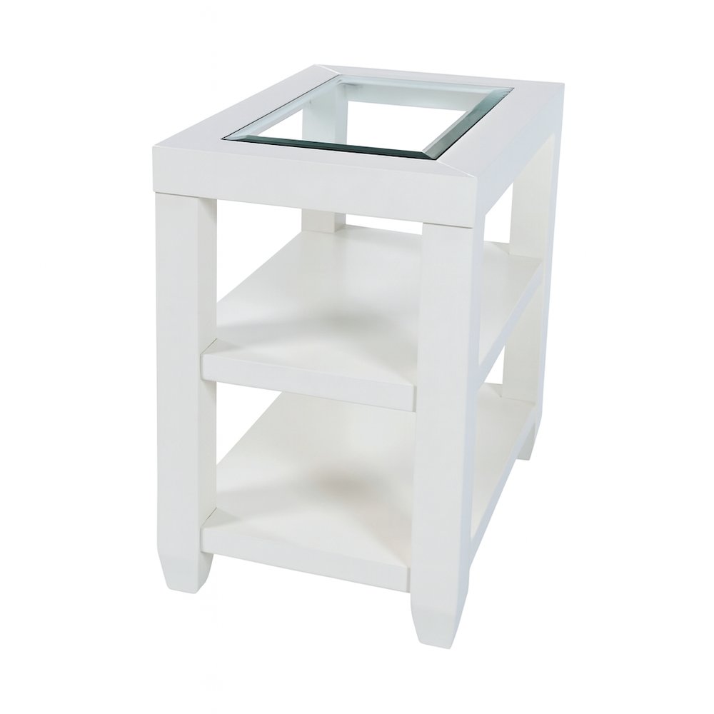 Urban Icon Contemporary Glass Inlay Chair Side End Table with Storage. Picture 1