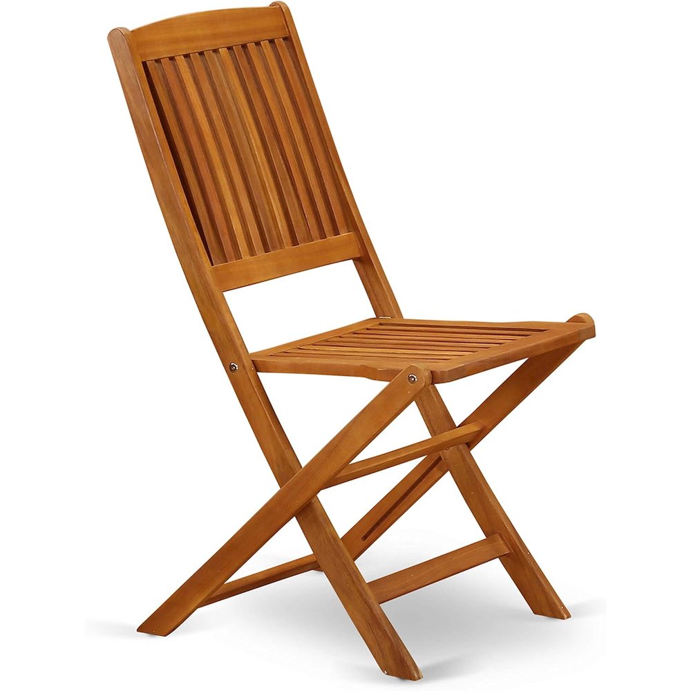 AECM7CWNA - 7 Piece Excellent Outdoor Patio Set-Beautiful Wooden Folding Table with 6 Arm Less Outdoor Chairs- Natural Oil Finish. Picture 5