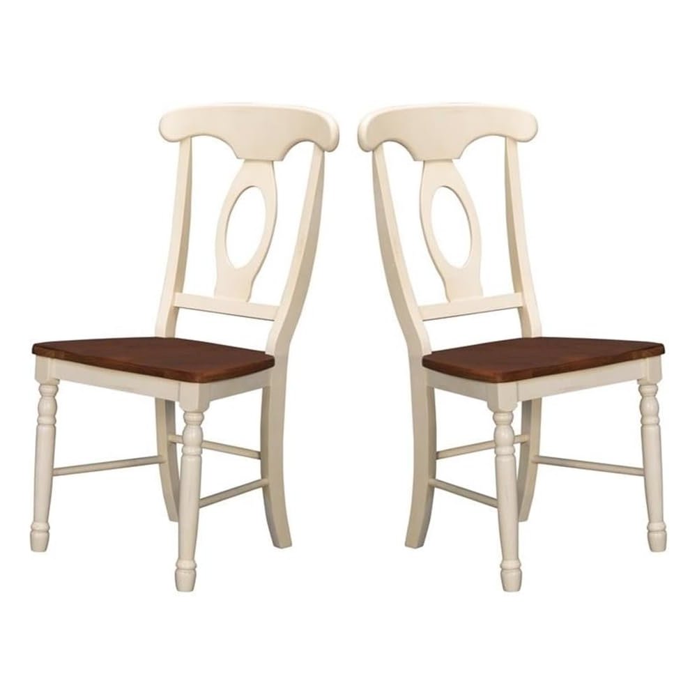 Merlot-Buttermilk Finish Distressed Side Chair in Solid Rubberwood. Picture 1