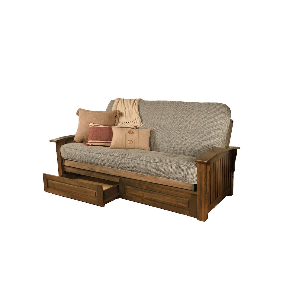 Washington Frame-Rustic Walnut Finish-Taxi Seaport Mattress-Storage Drawers. Picture 1