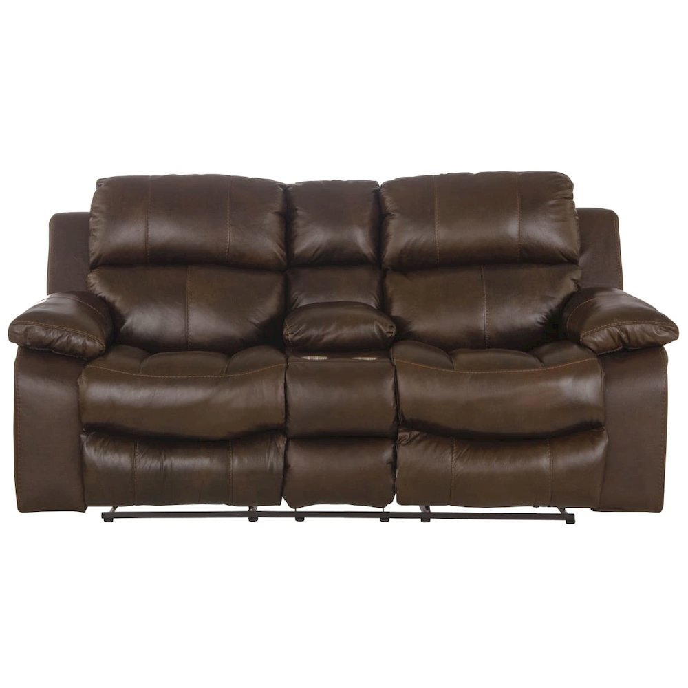 Positano Italian Top Grain Leather Match Reclining Console Loveseat. Picture 2