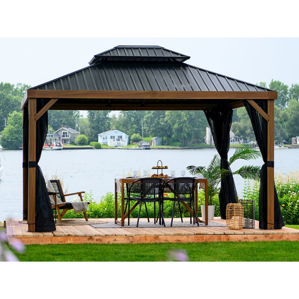 Yosemite Gazebo Aluminum frame wood finish 10 x 12. Picture 8