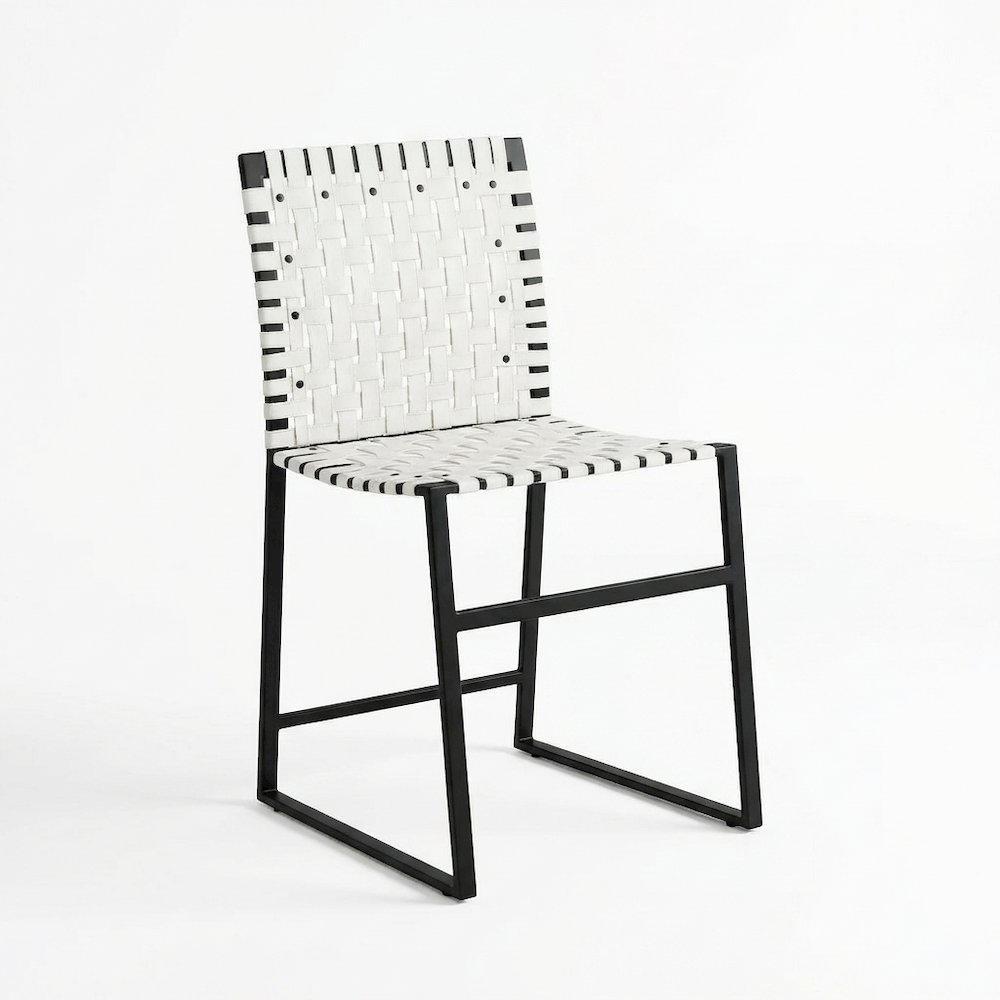Urban Woven Leather Side Chair, White. Picture 3