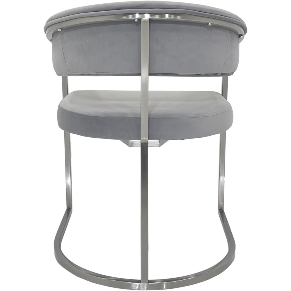 Gray Velvet Cushion Dining Chair with Matte Silver Legs. Picture 3