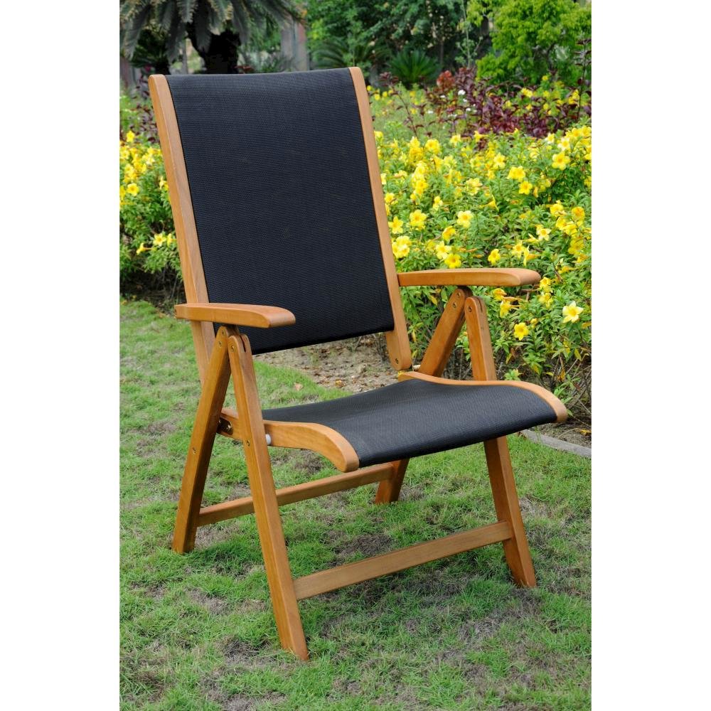 Royal Tahiti Outdoor Wood 5-Position Folding Chair (Set of 2). Picture 2