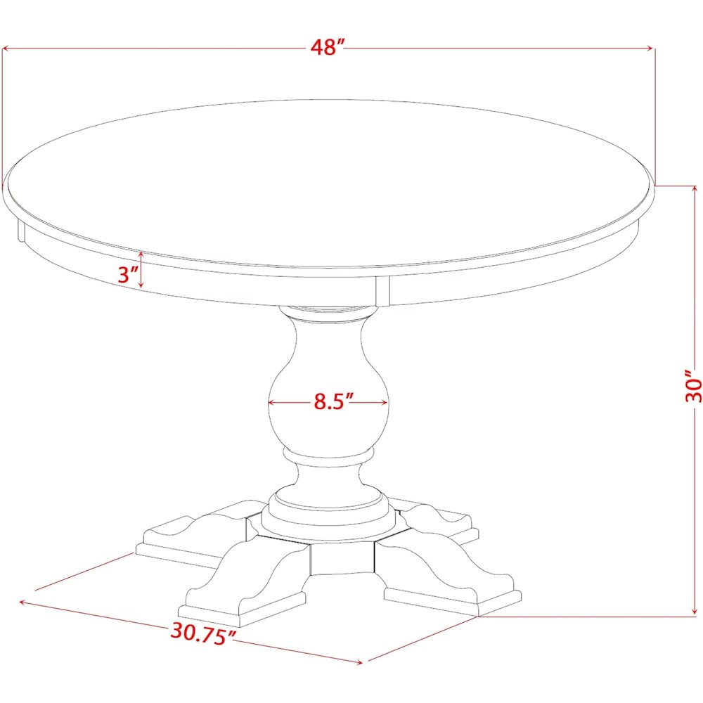 Kitchen Table with Acacia Wood Round Tabletop, Antique Walnut Finish. Picture 7