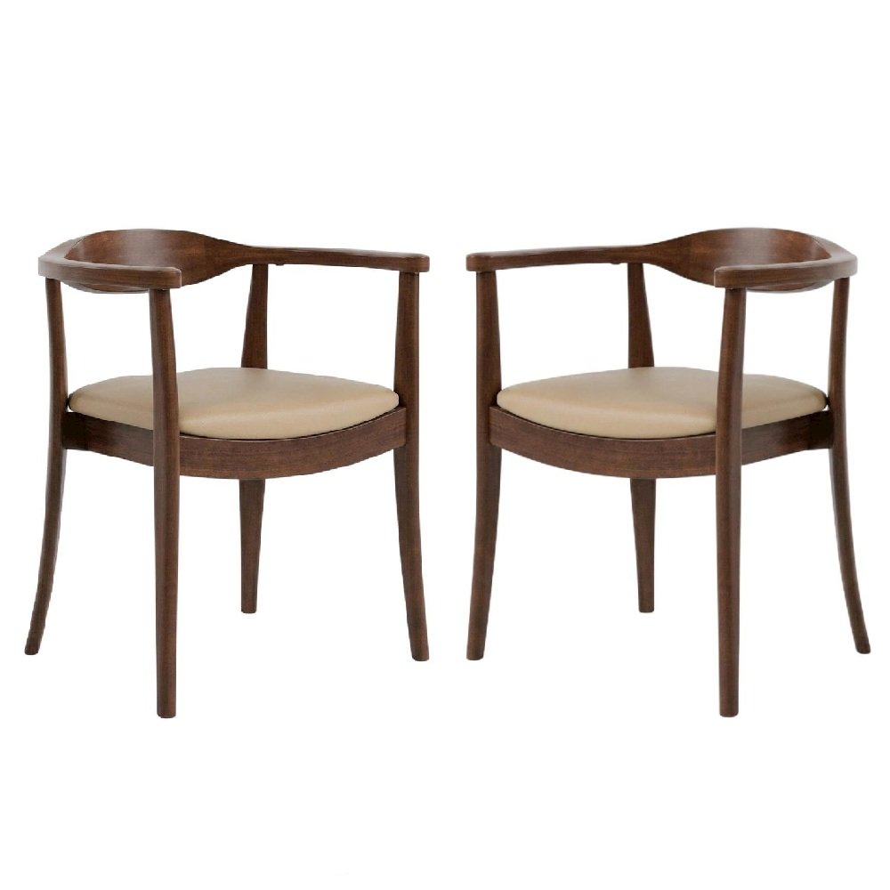 Rich Walnut Solid Wood Dining Chairs (Set of 2) with Comfortable Seating. Picture 1