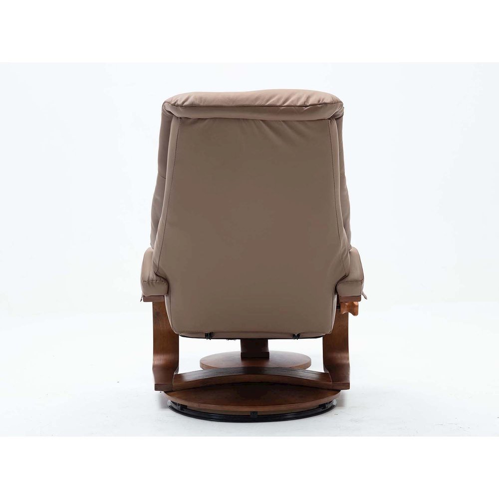 Relax-R™ Montreal Recliner and Ottoman in Sand Top Grain Leather. Picture 6
