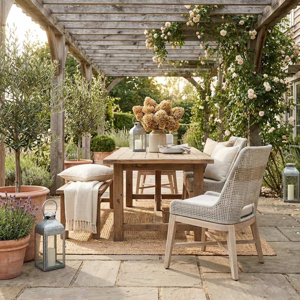 White Outdoor Dining Chair 2-Piece Set, Teak Base, Rope Pattern, X Base. Picture 3
