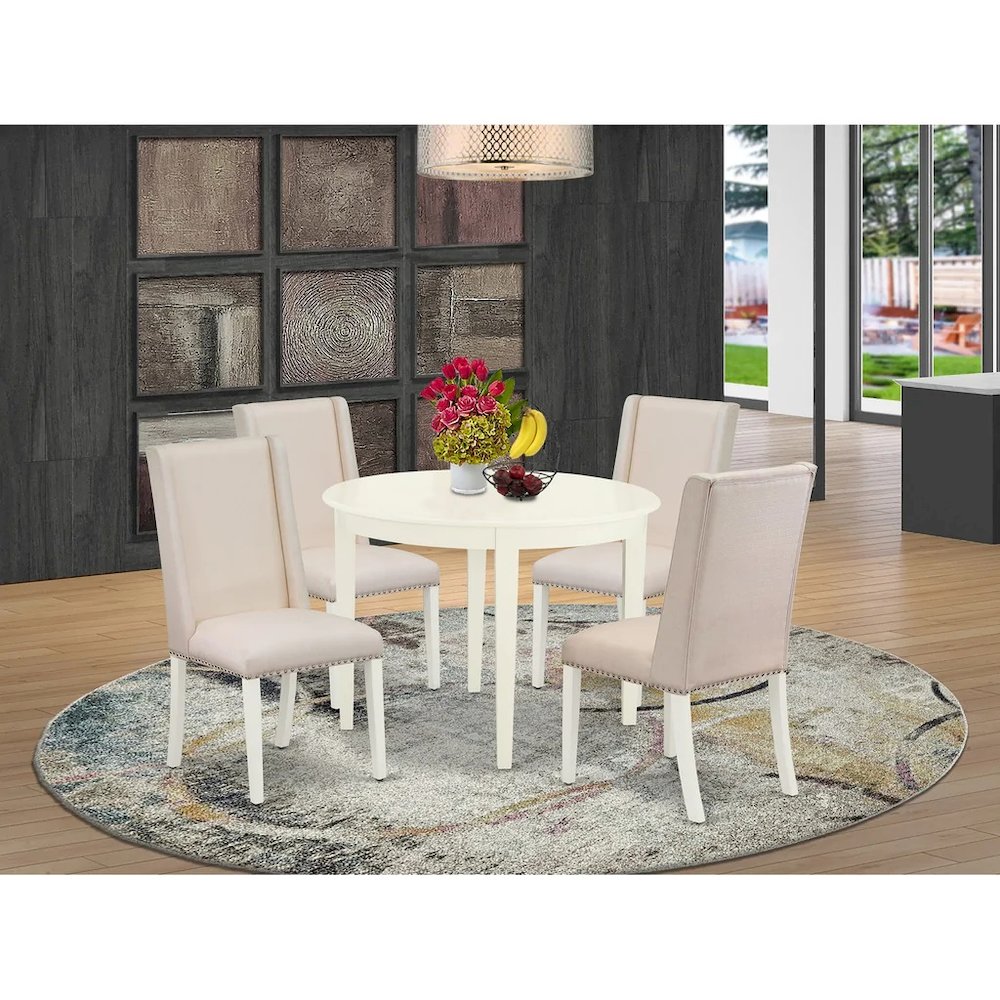 Dining Room Set Linen White, BOFL5-WHI-01. Picture 7