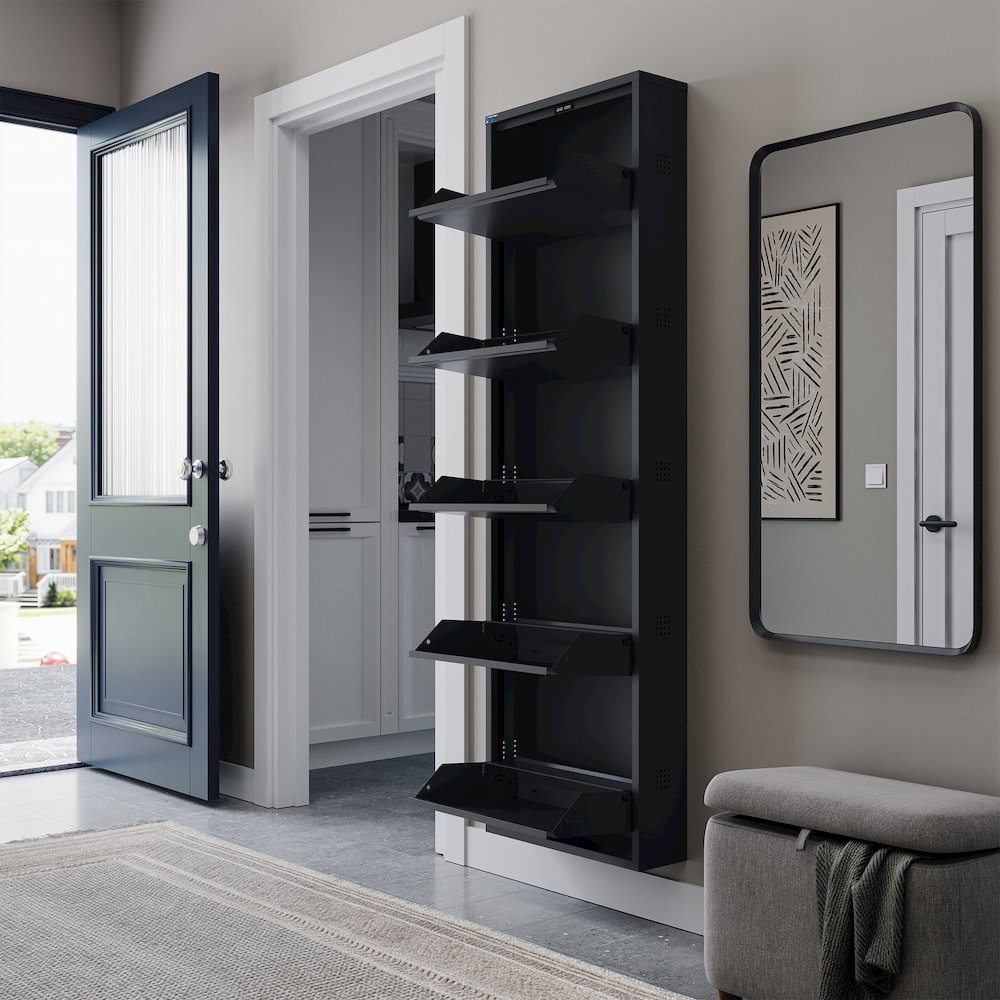 Antibacterial 5 Tier metal shoe cabinet side holes. Picture 3