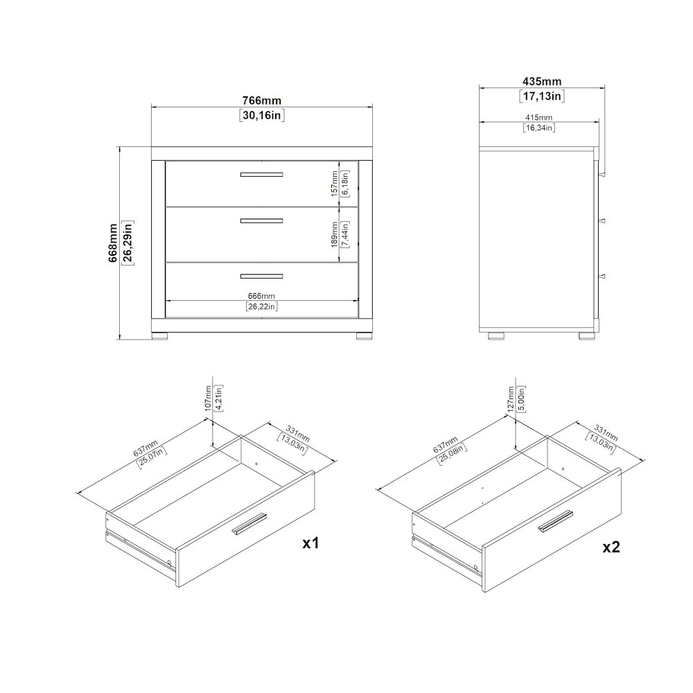 Mira 3 Drawer Chest, Jackson Hickory. Picture 11