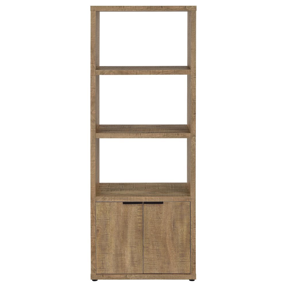 Farmhouse Style Brown Wood Media Tower With 3 Shelves For Living Room Storage. Picture 4