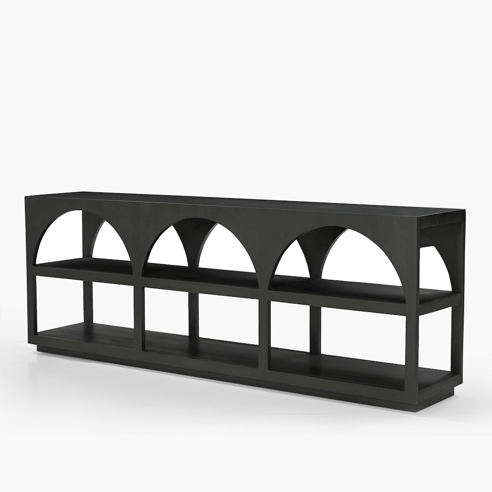 Bela Large Matte Black Arched Console Table. Picture 1