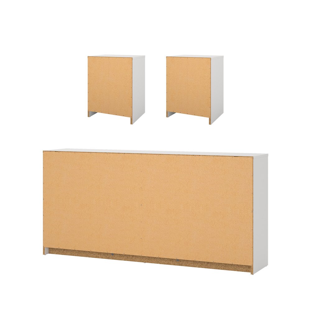 3-Piece Bedroom Set - 6 Drawer Double Dresser And Nightstand Set Of 2. Picture 5