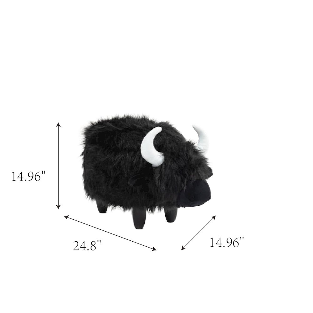 Home 2 Office Kids Harry the Cow Animal Sorage Ottoman Stool - Black Fur. Picture 7