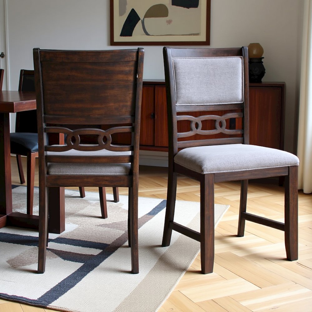 Elegant Wooden Dining Chair Set in Walnut Finish for Kitchen and Dining. Picture 13