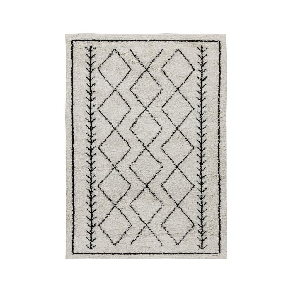 Geometric Style Bohemian Shag Area Rug - 8' x 10' - Ivory. Picture 1