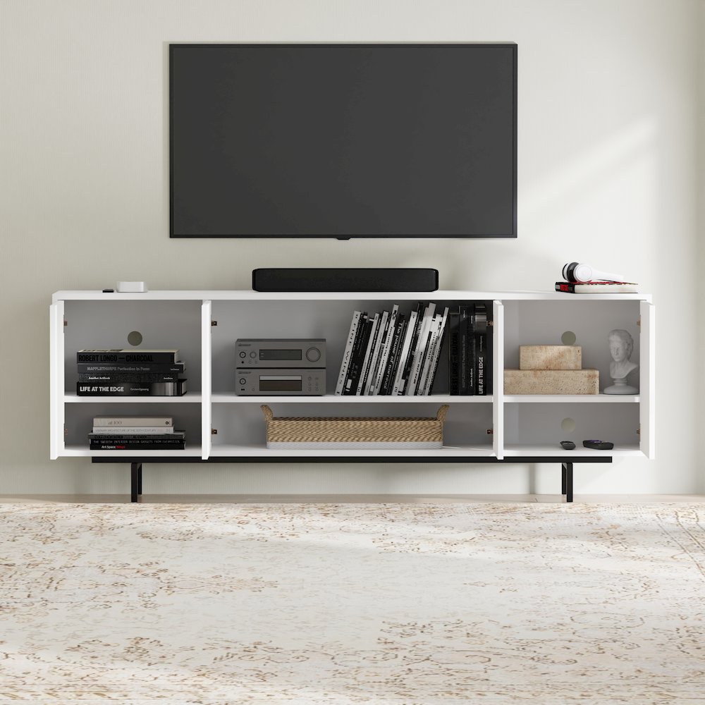 Graysen White Laminate 4 Door TV Console. Picture 9